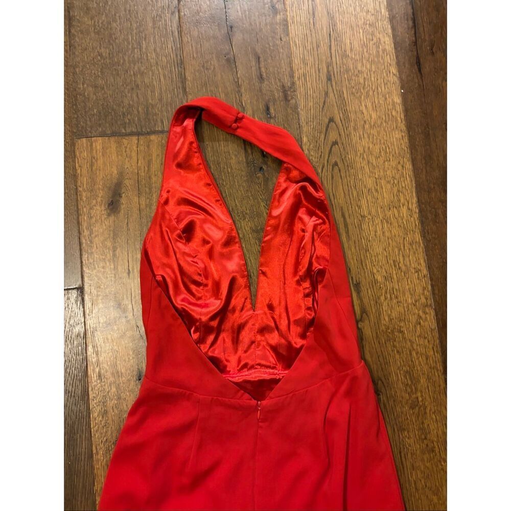 Jill Stuart red halter plunge maxi dress gown sz 8 semi formal - Picture 3 of 11